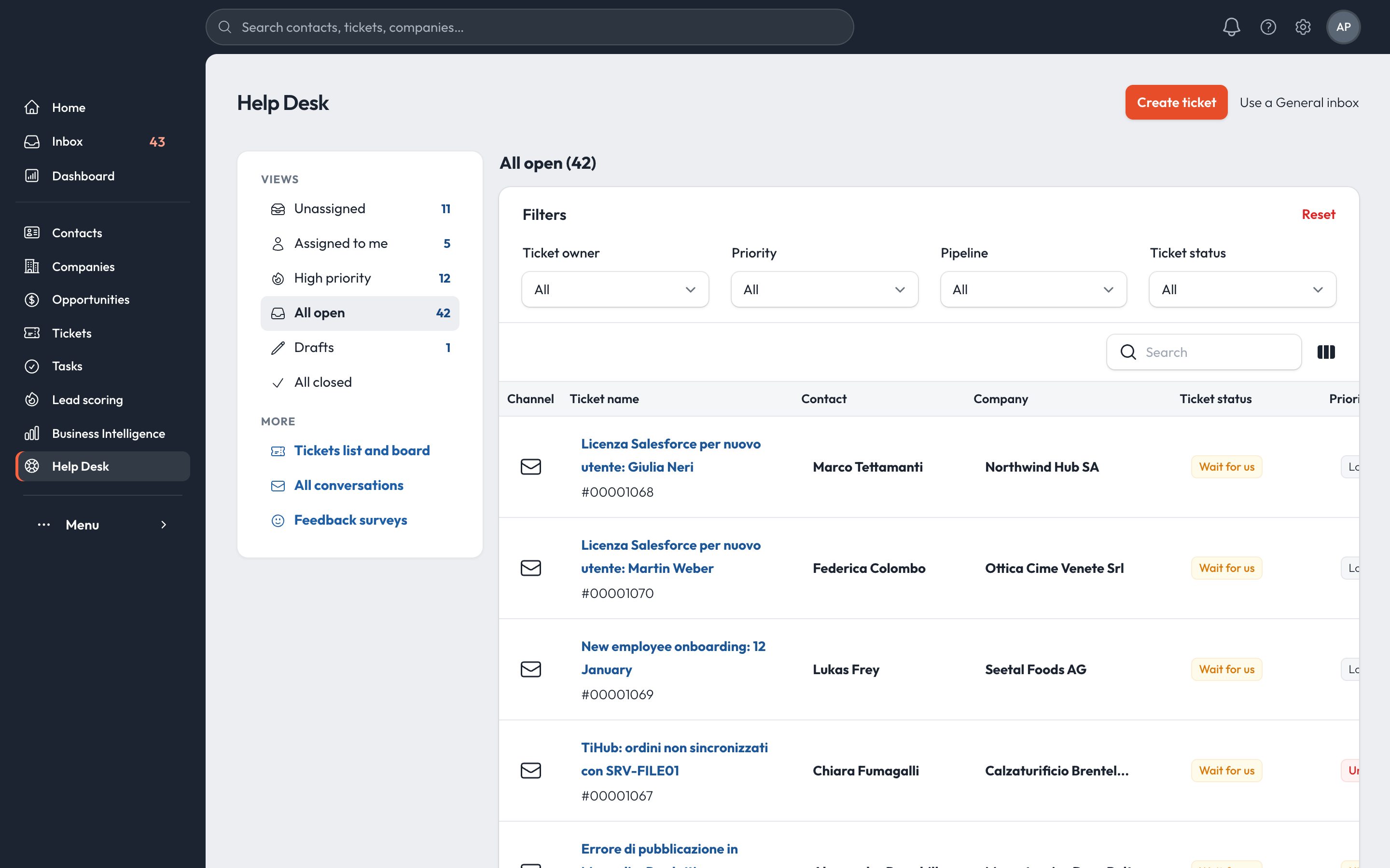 Help desk views